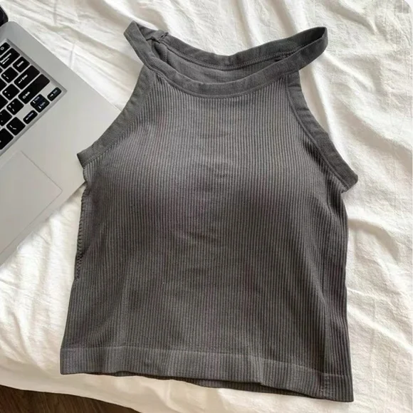 Gray Ribbed Tank Top - Picture 2 of 2
